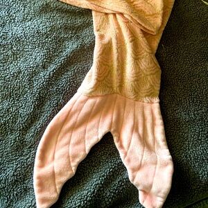 Kids Pink Mermaid One-Piece - Soft Plush Tail